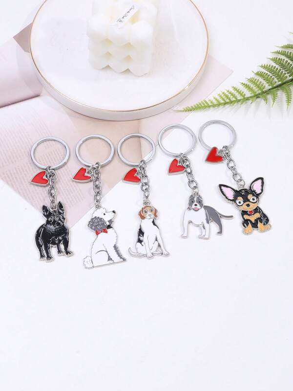 1pc Metal Love Charm Keychain Bag Pendants Cute Animal Dog Charms Fashion Man Car Keyring Gift For Boyfriend