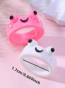 10 sztuk/opakowanie słodkie kreskówkowe żaby żywiczne pierścienie, kolorowe przezroczyste akcesoria, losowe style, uniwersalne do codziennego noszenia, upominki na przyjęcia lub prezenty