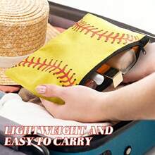 18 Pcs Softball Makeup Bag Softball Cosmetic Bag Softball Gifts For Girls Team Player Portable Travel Bags For Women Canvas Softball Goodie Bags Toiletry Softball Accessories Organizer Case Pouch