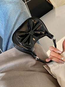 New Bowknot Mini Semi-Circle Handbag, Fashion Crossbody Bag, Bowknot Super Small Lipstick Pouch, Bowknot Coin Purse - A - View 11