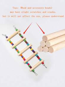 1 pieza Escalera trepadora para loros de colores, disponible en múltiples longitudes, escalera de madera flexible de colores, suministros educativos para aves, accesorio para jaula de pájaros, juguete para loros (todos los accesorios de colores se entregan al azar)