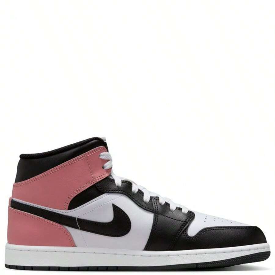 Nike Air Jordan 1 Mid White Rust Pink Black DQ8426-100 Men's Fashion Sneaker New - Trắng và Hồng - Xem 1