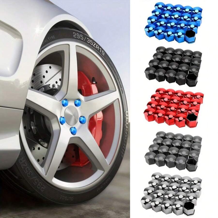 20 cái/bộ Nắp đậy đai ốc bánh xe ô tô, Nắp đậy đai ốc bánh xe ô tô 17mm, Nắp đậy trục bánh xe ô tô chống gỉ trang trí bên ngoài - Nhiều màu - Xem 1