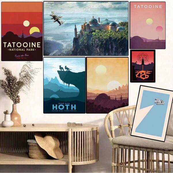1pc Wall Art Poster Optional Frame Popular Star Wars Poster Vintage Star Wars, Wall Art, Movie Poster Printing, Space Travel Poster, Star Wars Movie, Her Gift, His Gift