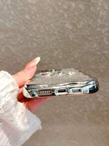 Sequins Shiny Metallic Silver Plated Wavy Bowknot Design Soft Phone Case Compatible With IPhone 16 Pro Max/16/16 Pro/16 Plus/15/15 Pro Max/15 Pro/15 Plus/11/12/13/14 Pro Max/XS/XR/11 Pro/11 Pro Max/12 Pro/12 Pro Max/13 Pro/13 Pro Max/7 Plus/14 Pro/14 Pro Max/14 Plus/7 Plus/8 Plus/8/SE2, Minimalist Creative