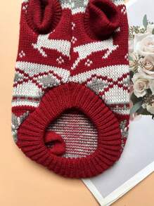 1 pieza Suéter de venado rojo vino apto para gatos y perros, decoración navideña