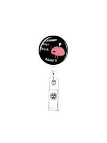 1pc Cute ID Badge Holder, Name Card Case, Retractable Key Chain Reel, Gift For Nurses And Doctors