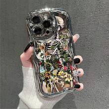 Esqueleto de Flor: Vida y Muerte Entrelazadas Funda Protectora Suave de Teléfonoóvil Colorida Electrochapada Adecuada para 16 15 14 13 12 11 Pro Promax 16 15 14 Plus Linda y a Funda Gruesa a Prueba de Golpes - Multicolor - Ver 1