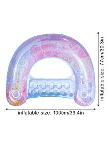 1pc Glitter U-Shaped Inflatable Hammock, Dreamy Glitter Inflatable Swimming Pool Floating Chair - Multicolor - View 8
