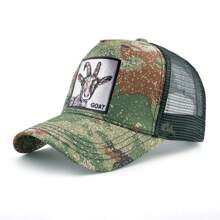 KKISSBAOBEI 1pc Trucker Hat With Embroidered Goat Patch, Suitable For Casual, Sports, Travel Use