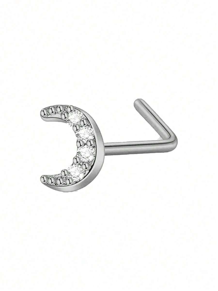 1pc Elegant Moon Nose Ring, 925 Sterling Silver, Fashionable & Unique, Suitable For Daily Wear - Moon Nose Ring - View 1