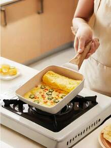 1 Nonstick Japanese Omelette Egg Stone Pan Kitchen Tamagoyaki Pan Handle Pan Kitchen Frying Pan Daily Use Steak Pan Multi-Function Egg Pan Daily Egg Roll Pan Breakfast Rectangular Steak Pan Anti Scaling Handle For All Stove