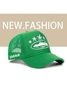 1pc Y2K Style Women's Embroidered 5-Pointed Star Sponge Drawstring Mesh Baseball Cap, Adjustable, Casual Outdoor Sun Hat For Spring/Autumn Travel, Beach, Suitable For Men Y2K Fashion Youth Cap