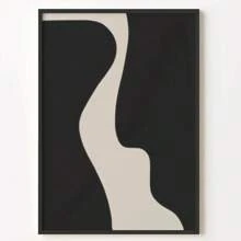 1 pieza Impresión artística abstracta mínima de dibujo de líneas, cartel, pintura en lienzo beige y negro, arte moderno para decoración de sala de estar, regalo, opcional con marco