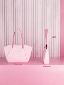 Women's Large Tote Bag – Stylish Shoulder Handbag With Zipper Closure & Inner Pocket, Ideal For Work, Travel, Shopping, Daily Use - Pink - View 5