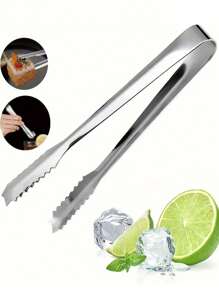 1/2pcs Stainless Steel Ice Tongs, Practical Sugar Tongs, Ice Coffee Self-Service Barbecue Food Tongs, Barbecue Supplies, Fruit Tongs, Cube Sugar Tongs, Multifunctional Ice Tongs, Kitchen Utensils
