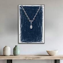 1pc Diamond Necklace Against Black Backdrop Prints Canvas Painting "Black - Background Diamond Necklace Image" Decor For Bedroom ,Living Room ,Office Room ,Wall Decor