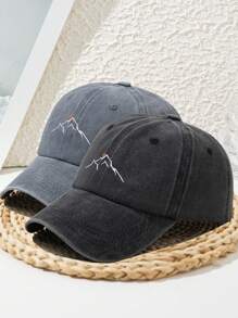 Boné de beisebol unissex ajustável com estampa de sol, montanha e pôr do sol, bordado em poliéster, estilo casual para esportes ao ar livre, praia e rua, para todas as estações