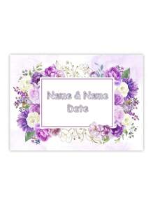 1pc Customizable Purple Floral Background, Romantic Engagement Wedding Anniversary Bridal Party Decoration Prop