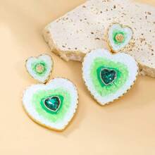 1 Pair Multi-Layer Heart Shaped Colorblock Fashion Earrings For Women
