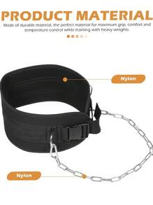 1pc Weightlifting Belt With Chain, For Powerlifting, Squats, Bodybuilding, Heavy Duty Steel, Comfortable Neoprene Support, Suitable For Serious Functional Fitness, Weightlifting - Unisex - Black Color Deadlift Training Belt, Gym