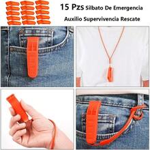 15 Pzs Silbato De Emergencia Auxilio Supervivencia Rescate - Naranja - Ver 5