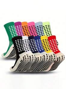 5/6 Pairs Of Football Socks For Men, Thickened With Toweling And Anti-Slip Sole, Mid-Calf And Ankle Length Socks, White, Grip Socks, Gym, Fall