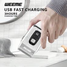 WEEME 男士不锈钢电动剃须刀，USB 充电锂电池，快速充电，LED 显示屏，不可水洗，≤36V，电池寿命 > 60 分钟，适合旅行和随时使用。