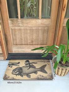 1PC Rectangular Floor Mat Features A Fish Pattern It Is Suitable As A Small Decorative Floor Mat At The Entrance Indoors It Can Also Be Used As A Kitchen Floor Mat And An Absorbent Doormat Outdoors It Is Suitable For Use During Festivals Vacations And Parties And Can Be Given As A Gift It Is Applicable In The Living Room Bedroom Balcony Kitchen And At The Entrance Of The Bathroom Room Decor Bathroom Accessories Back To School Entryway Decor Bathroom Kitchen Decor