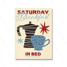 1 pezzo cartellone d'arte da parete con stampa retrò del club sciistico francese, croissant, pizza, opzionale con cornice, decorazione per la casa - Multicolore - Visualizzare 13