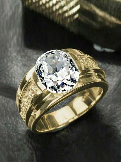 1 buc Inel de lux personalizat cu zirconiu pentru bărbați, la modă, bijuterii cadou pentru nuntă, logodnă, petrecere