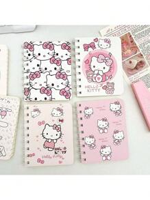 Sanrio 4pcs Sanrio Hello Kitty Spiral Notebooks - Thick & Cute Cartoon Theme Diaries/Journals For Daily Use, School & Office, Sanrio Stationery