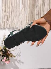 Women's Fashion Flat Sandals, Bohemian Beaded Floral Pattern, Suitable For Indoor And Outdoor, Comfortable, Elegant, Versatile, Casual, Beach Shoes