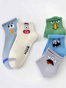 5 Pairs Unisex Funny Novelty Patterned Socks, Suitable For Everyday Wear, A Great Gift For Family And Friends