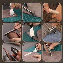 1Set Leather Working Tools Leather Craft Tools For Carving Stamping Sewing Punching Cutting With Custom Custom Storage Bag Professional Tooling Kit For Crafting, Repair & DIY Projects - Multicolor - View 5