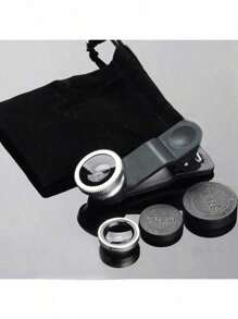 1 set d'objectifs universels à clip 3-en-1 - grand angle, macro, objectif fisheye pour téléphones - accessoires de téléphone haut de gamme pour une expérience de photographie améliorée (il y a un total de deux objectifs).