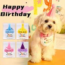 Pet Birthday Hat, Scarf & Bib, Cat & Dog Headband, Birthday Decorations, Cute Photo Props