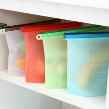 Pack Of 4 Reusable Silicone Food Storage Bags, 1000 Ml, Reusable, Durable, Home Decor, Party & Christmas Storage - 彩色 - 查看 2