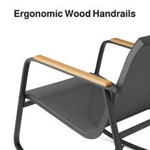 3 Piece Rocking Bistro Set, Textilene Fabric Patio Furniture Set, Front Porch Rocker Chairs With Coffee Table For Lawn, Garden, Balcony, Poolside ,Outdoor Furniture - màu đen - Xem 7