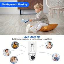 Telecamera di sicurezza senza fili, telecamera a forma di lampadina, senza fili 2,4 GHz 2K HD, sensore di luce LED, visione notturna a infrarossi, audio bidirezionale, rilevamento del movimento, telecamera di sicurezza per il monitoraggio domestico