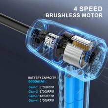 Compressed Air Duster, Electric Air Duster, Fast Charging, 51000 RPM 4 Speed Cordless Air Blower With LCD Display, Portable Built-In LED Light Air Dusters For Computers Keyboard Cleaner Cordless Air Duster, Replaces Compressed Air Cans