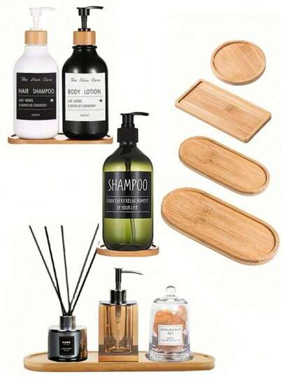 1PC/ Multi-Functional Bamboo And Wood Tray, Wooden Tray, Jewelry Storage Tray, Bamboo Tea Tray, Oval Teapot Tray, Suitable For Desktop Decoration In Restaurants, Kitchens, Bedrooms, Bathrooms And Studies, Suitable For Halloween, Christmas And Other Festival Parties/Gatherings