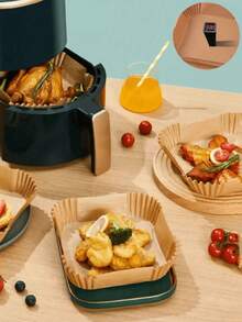 Square/Circular Disposable Air Fryer Liners 20/50/100/200Pcs 8-Inch Paper Air Fryer Liner Pots Non-Stick Baking Trays Oven Accessories Kitchen Gadgets Kitchen Accessories Kitchen Accessories Christmas And Halloween Gifts New Year Gifts