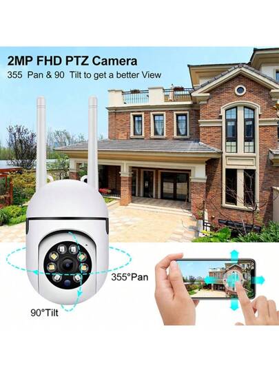 1080P Slimme Dual Lens Security Camera 360° Surveillance, Full Night Vision, Two Way Audio, Intrusion Alarm, Indoor/Outdoor Waterproof Home view 9