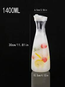 1 PIEZA Jarra de bebida de jugo de acrílico transparente, jarra de agua para jugos fríos, recipiente de plástico para jugo con cuello estrecho, jarra de bebida para bar de mimosas, picnics, fiestas, restaurantes, bares, vacaciones en la playa, artículos esenciales - Blanco - Ver 16