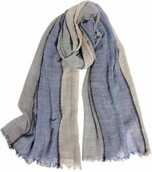 Color Block Summer Scarf For Men Long Neck Wraps Shawl Urbanstyle Scarf Gift For Men - Graybluekhaki - View 4