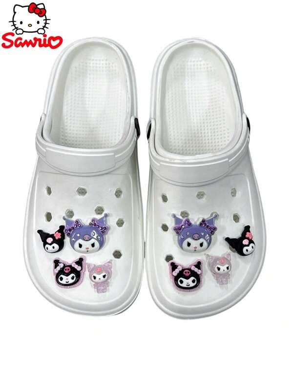 Sanrio 8 Stücke Kuromi Serie Lochzubehör von Sanrio, kann für Lochbeutel verwendet werden, süß und niedlich, Cartoon Kuromi Schuh-Deko, DIY-Zubehör als Geschenk für Mädchen und Frauen geeignet, Schuhschnallen, Dekorationen