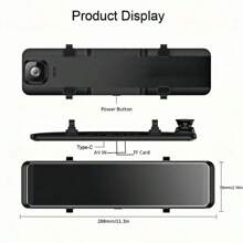 11" 4K Mirror Dash Cam With Front And Rear Dual Cameras, 32GB Memory Card Included, G-Sensor, Infrared Night Vision, Parking Assistance, Collision Detection - Car Accessories