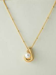 1 Pc Balloon Smooth A-Z Pendant Letter Necklace Fashion Simple Chain Collarbone Chain, Holiday Gift, Suitable For Women's Daily Wear - Yellow Gold - View 17