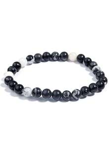 1 件 6 毫米天然石珠手链虎眼石玛瑙石英珠弹力手链男女款瑜伽饰品礼物 - 彩色 - 查看 48